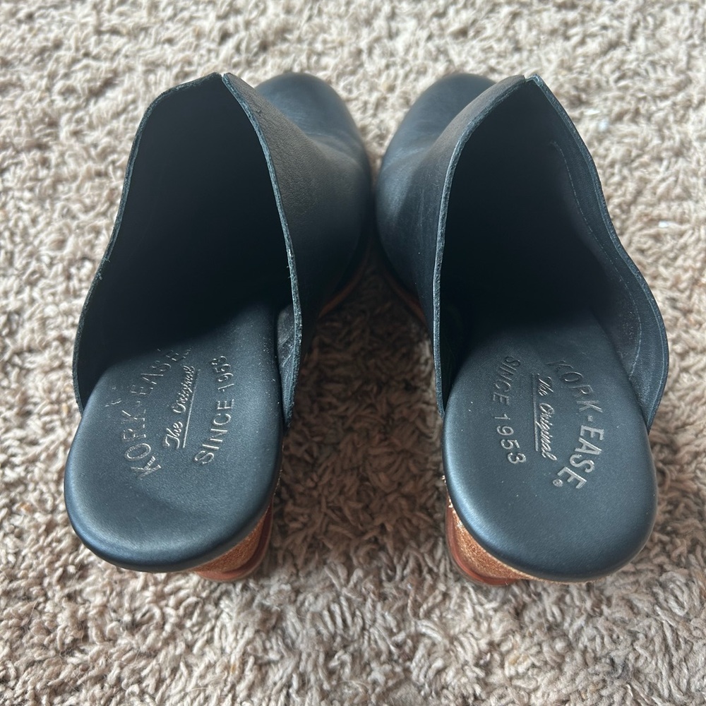 Kork-Ease Black Leather Wedge Loafers - Picture 2 of 12